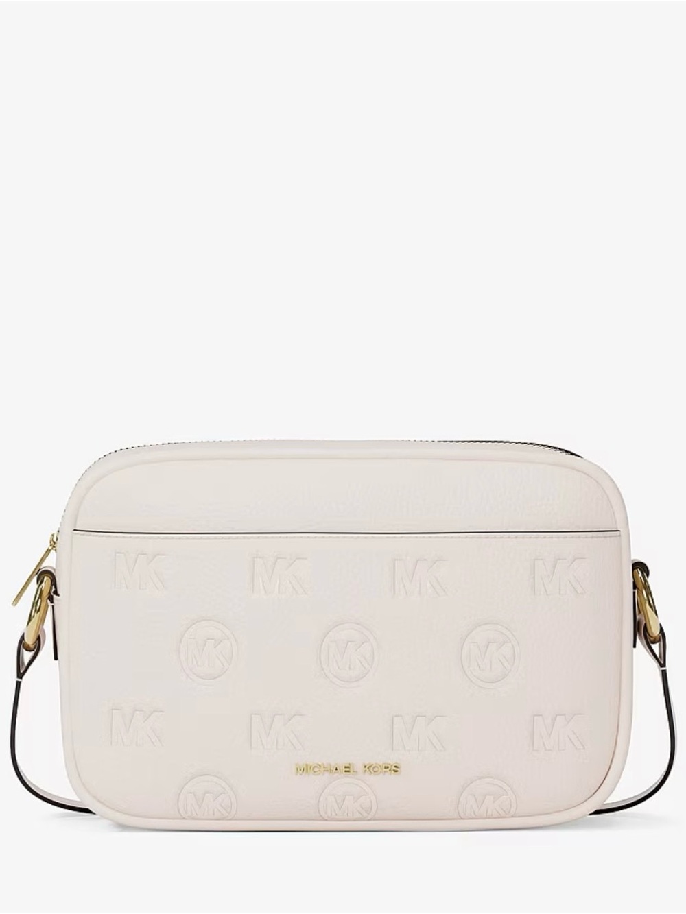 Michael Kors Cream Embossed MK Logo Crossbody Bag